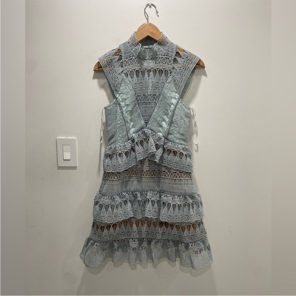 Self portrait teardrop guipure panelled mini dress - Picture 2 of 7
